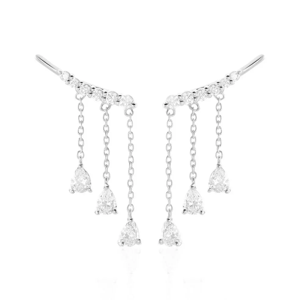 Boucles D'oreilles Pendantes Rilla Argent Blanc Oxyde De Zirconium