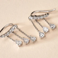 Boucles D'oreilles Pendantes Rilla Argent Blanc Oxyde De Zirconium