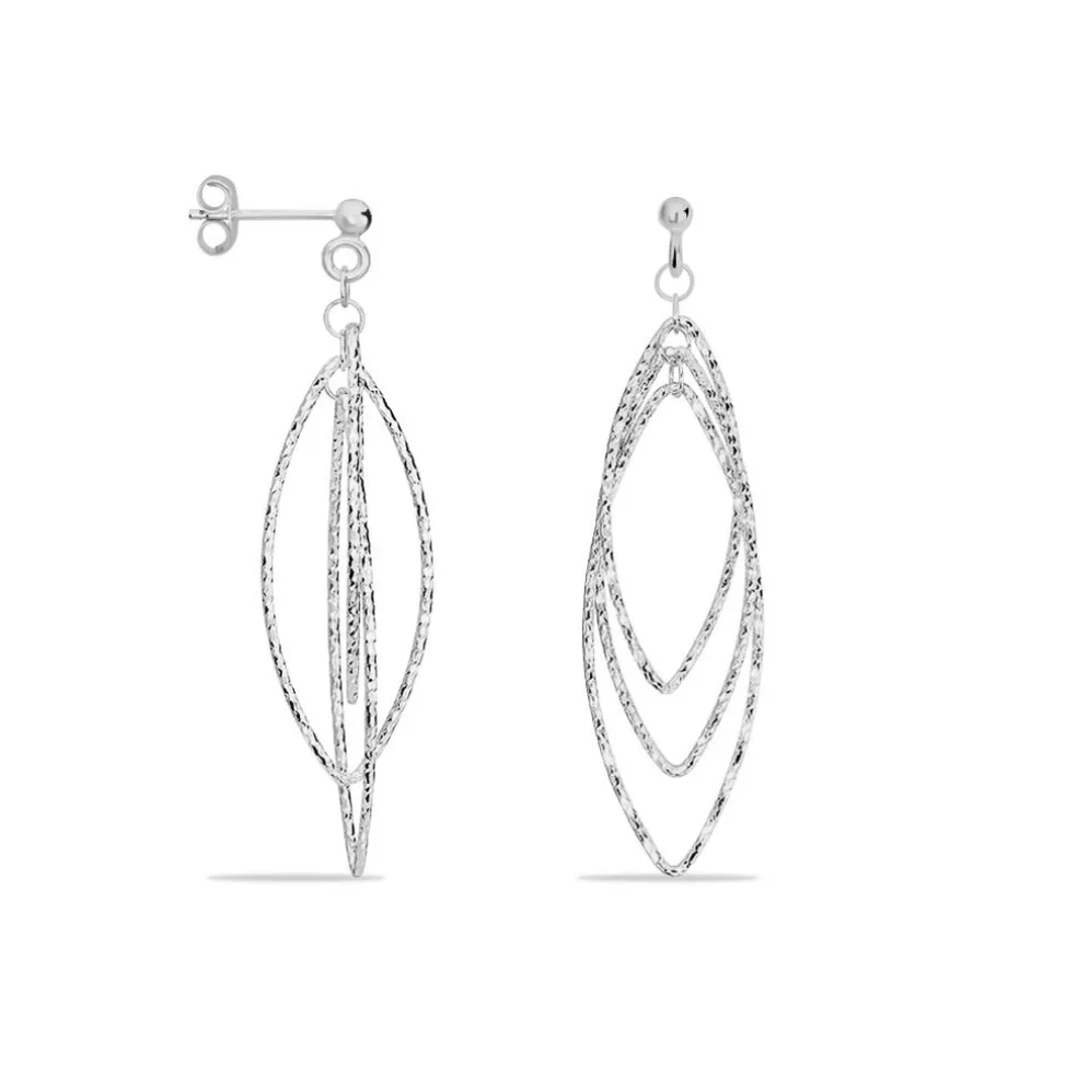 Boucles D'oreilles Pendantes Shiny Argent Blanc
