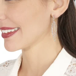 Boucles D'oreilles Pendantes Shiny Argent Blanc