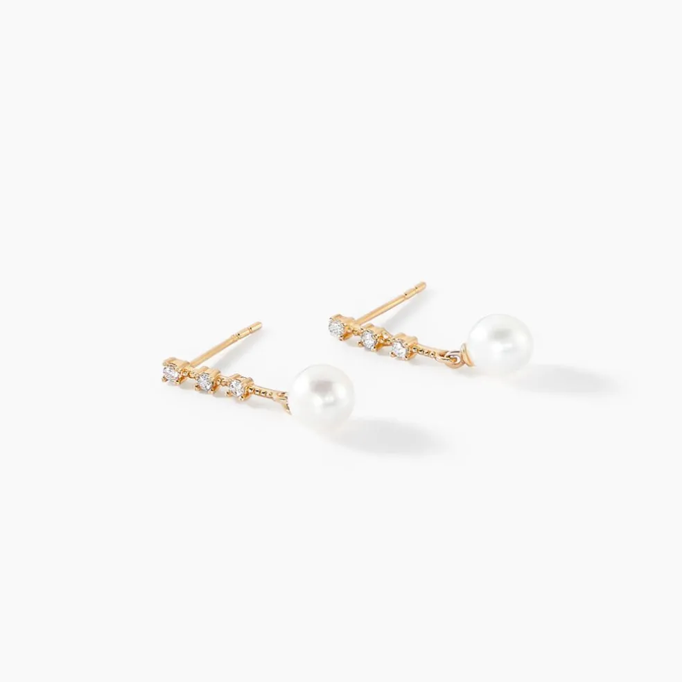 Boucles D'oreilles Pendantes Louise-marie Or Jaune Perle De Culture