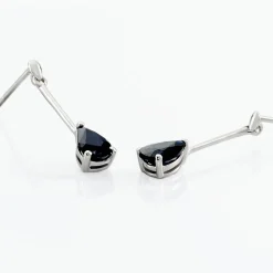 Boucles D'oreilles Pendantes Goutte Or Blanc Saphir