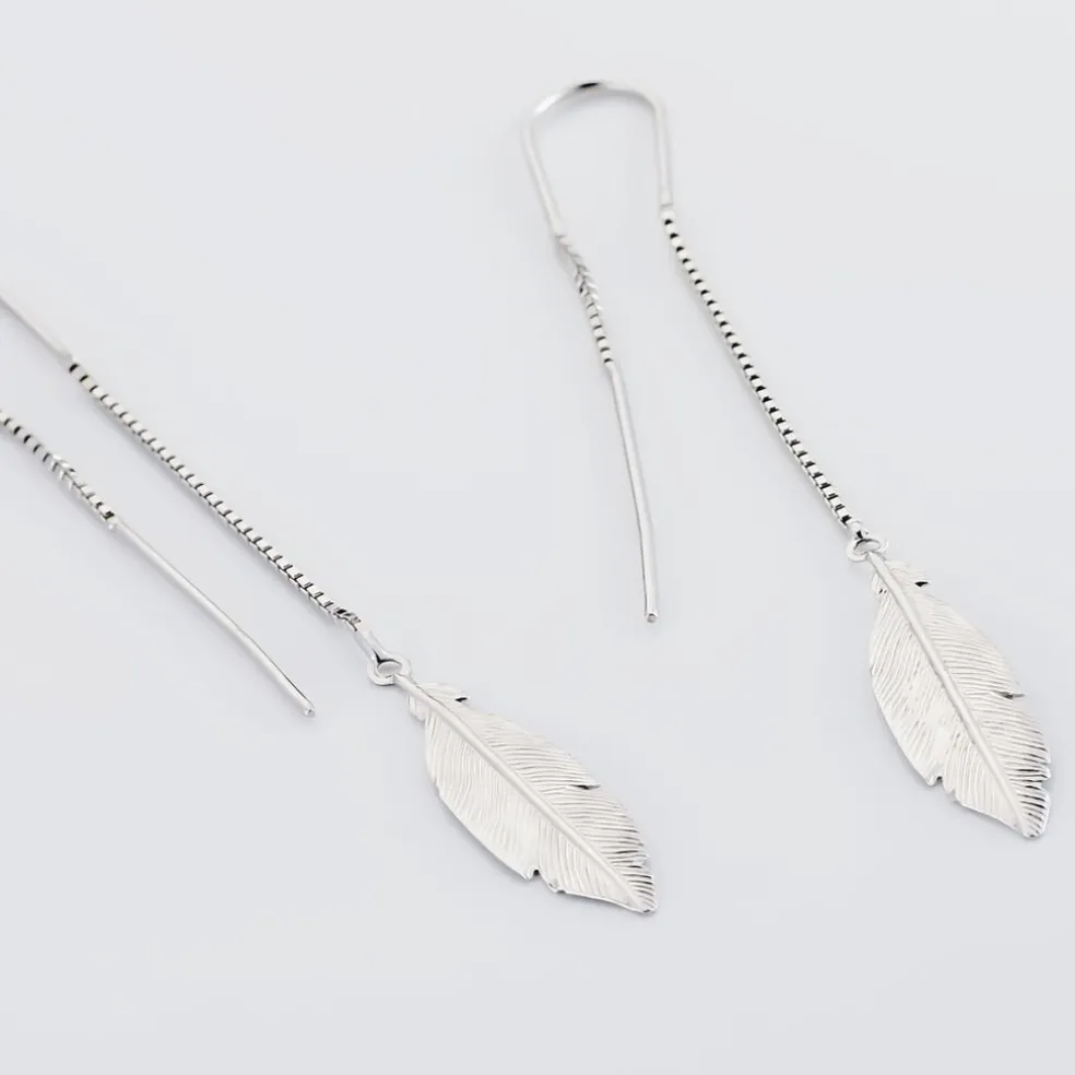 Boucles D'oreilles Pendantes Euriell Argent Blanc