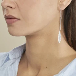 Boucles D'oreilles Pendantes Euriell Argent Blanc