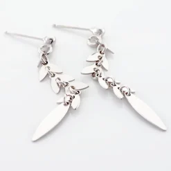 Boucles D'oreilles Pendantes Auxanne Argent Blanc