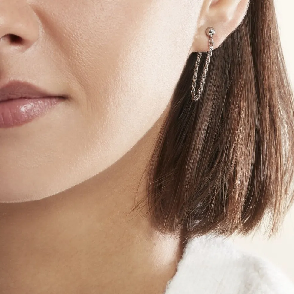 Boucles D'oreilles Pendantes Argent Blanc Renae
