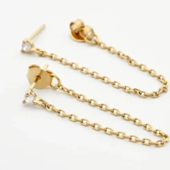 Boucles D'oreilles Pendantes Plaqué Or Lienard Oxydes De Zirconium