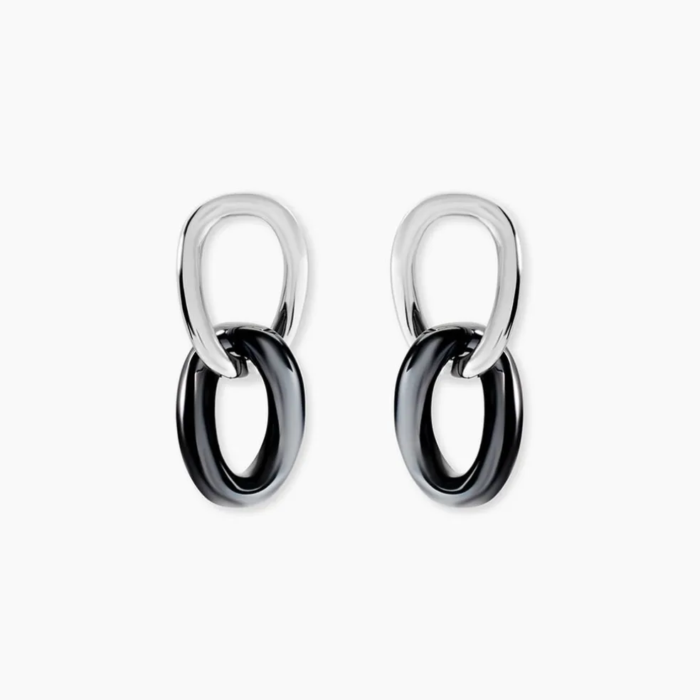 Boucles D'oreilles Pendantes Korey Argent Blanc Céramique