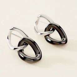 Boucles D'oreilles Pendantes Korey Argent Blanc Céramique