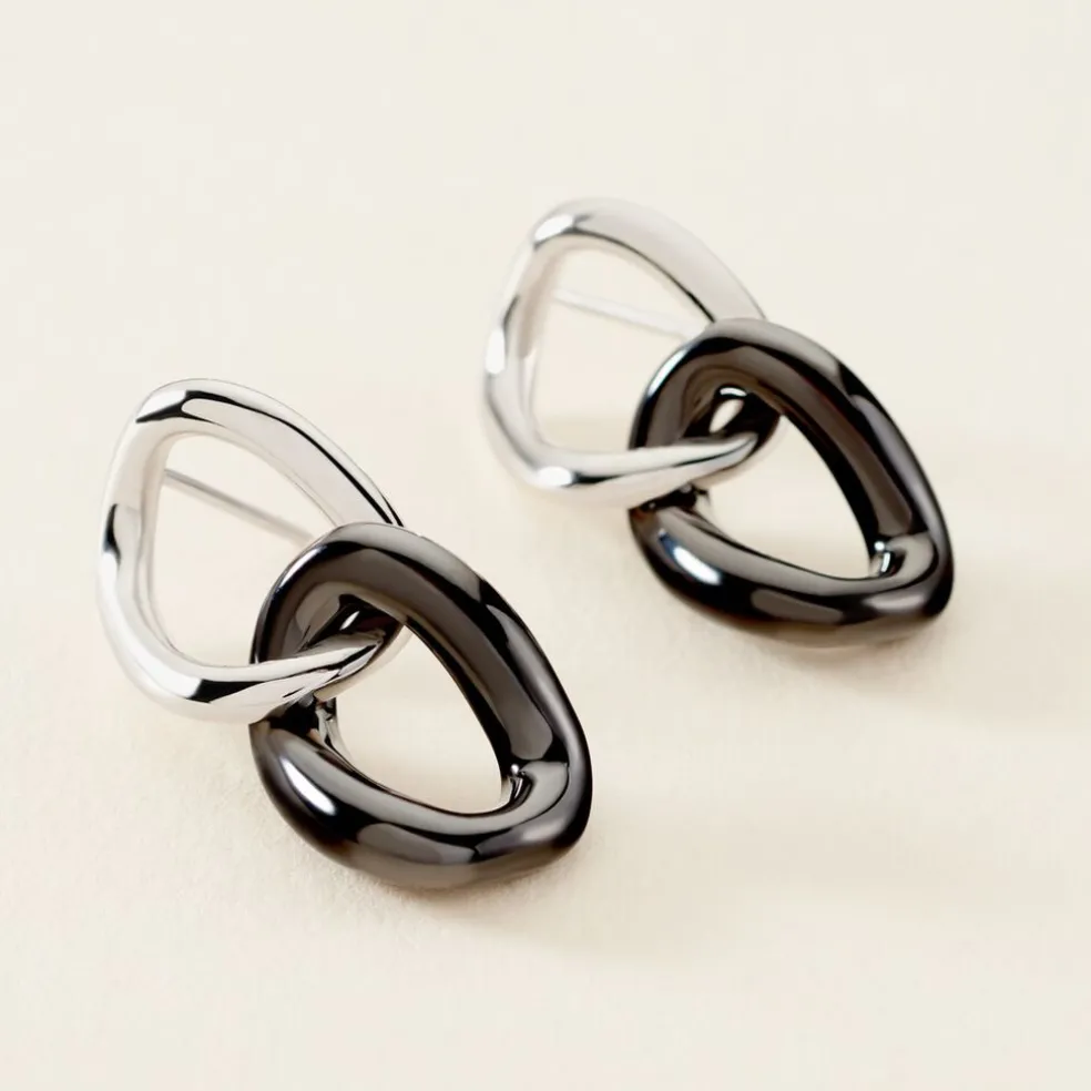 Boucles D'oreilles Pendantes Korey Argent Blanc Céramique