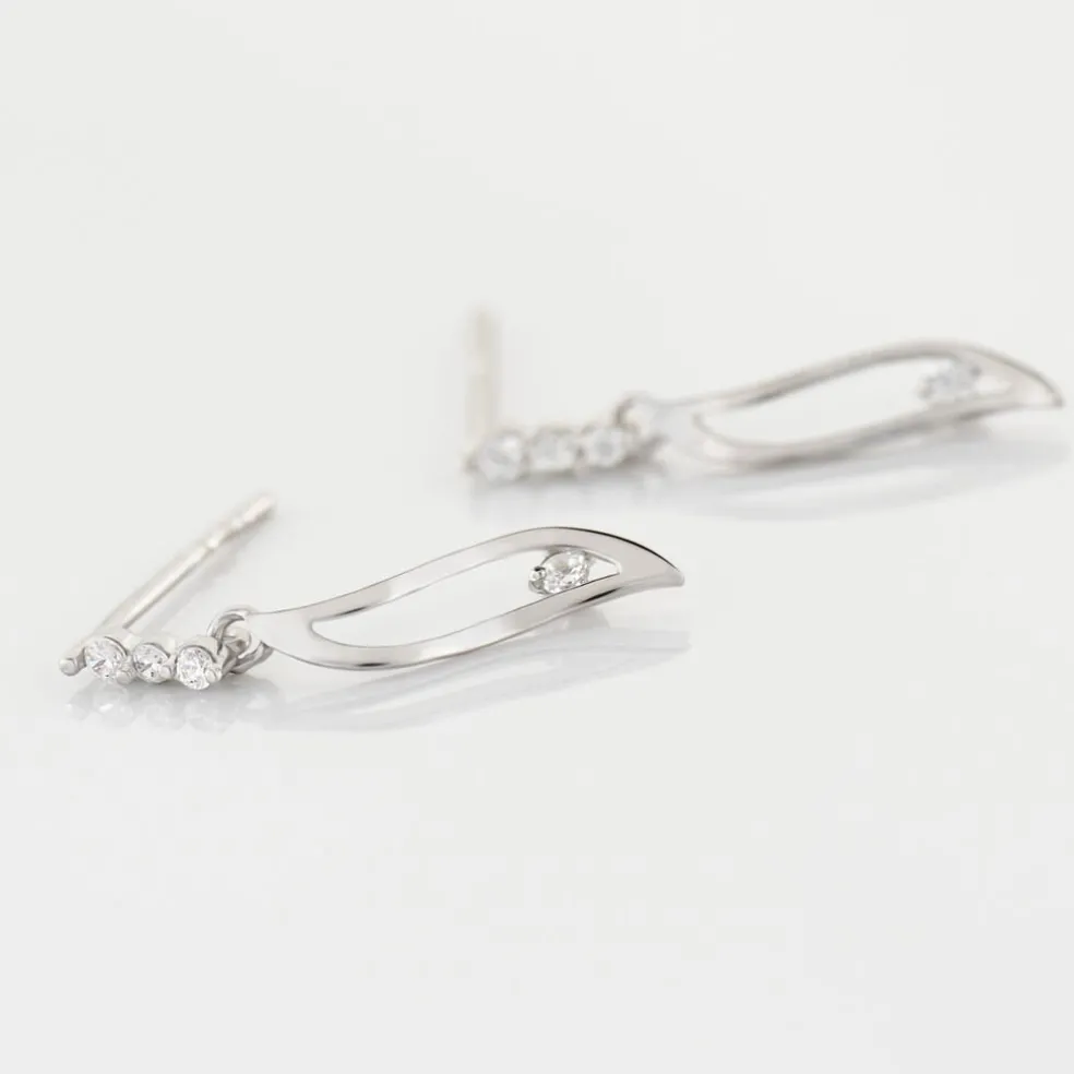 Boucles D'oreilles Pendantes Ysanna Or Blanc Oxyde De Zirconium