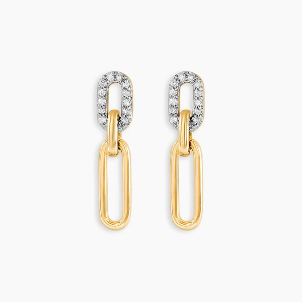 Boucles D'oreilles Pendantes Infinite Love Or Jaune Diamant