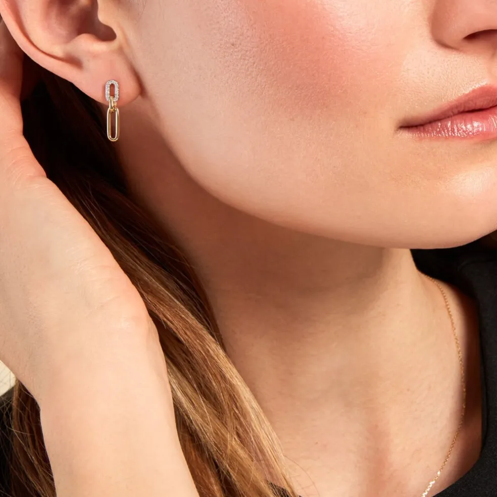 Boucles D'oreilles Pendantes Infinite Love Or Jaune Diamant