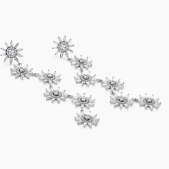 Boucles D'oreilles Pendantes Daisy Argent Blanc Oxyde De Zirconium