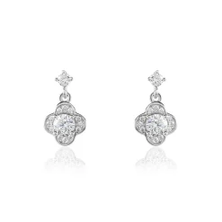 Boucles D'oreilles Pendantes Edyta Argent Blanc Oxyde De Zirconium