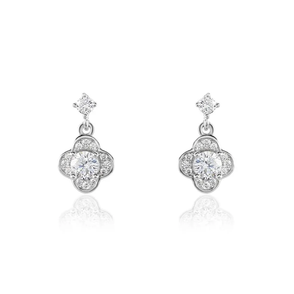 Boucles D'oreilles Pendantes Edyta Argent Blanc Oxyde De Zirconium