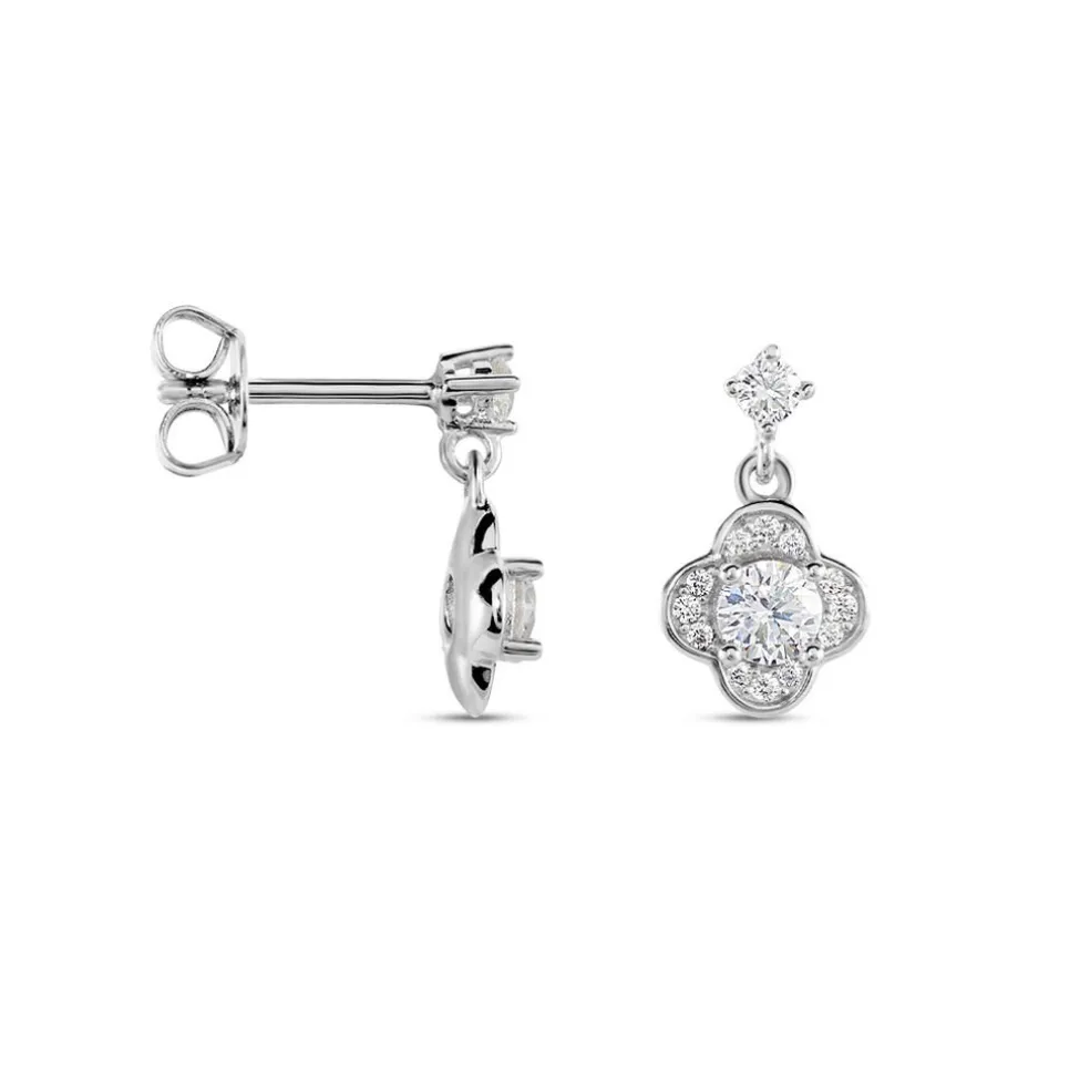 Boucles D'oreilles Pendantes Edyta Argent Blanc Oxyde De Zirconium