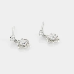 Boucles D'oreilles Pendantes Edyta Argent Blanc Oxyde De Zirconium