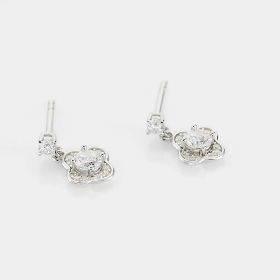 Boucles D'oreilles Pendantes Edyta Argent Blanc Oxyde De Zirconium