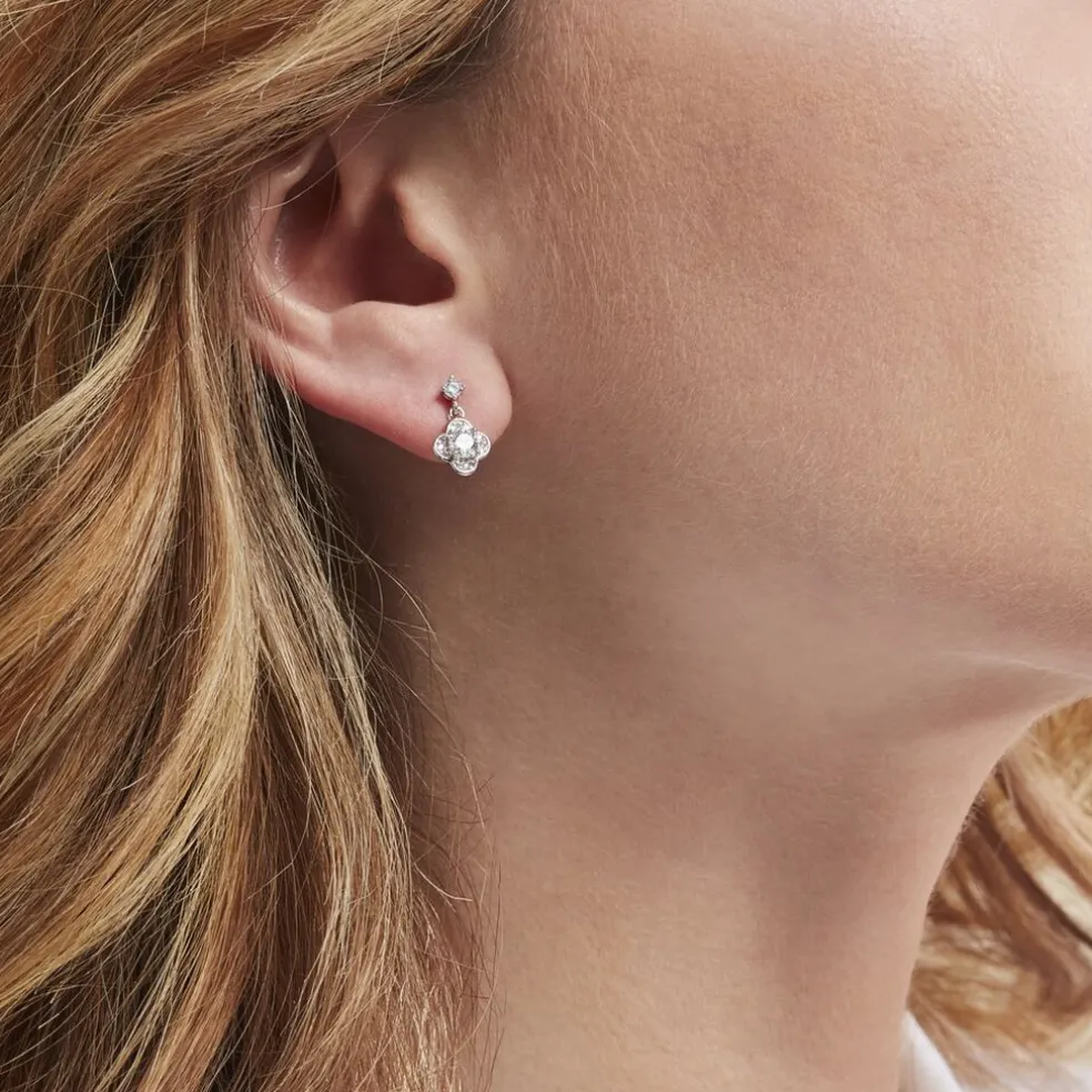 Boucles D'oreilles Pendantes Edyta Argent Blanc Oxyde De Zirconium