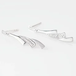 Boucles D'oreilles Pendantes Ainhoa Or Blanc Diamant