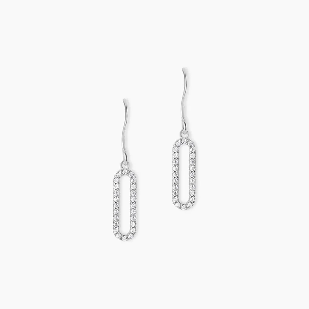 Boucles D'oreilles Pendantes Isabel Argent Blanc Oxyde De Zirconium