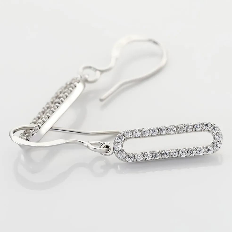 Boucles D'oreilles Pendantes Isabel Argent Blanc Oxyde De Zirconium
