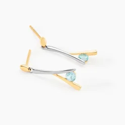 Boucles D'oreilles Pendantes Madli Or Bicolore Topaze