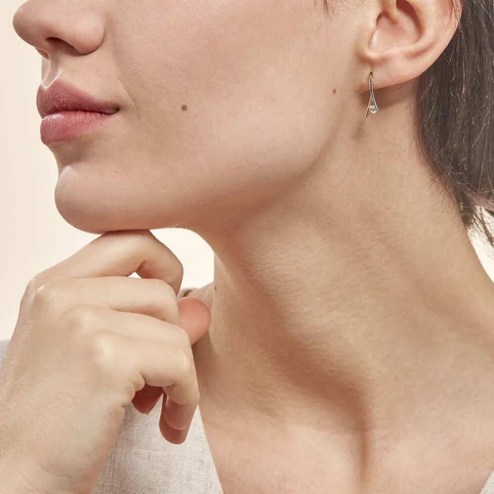 Boucles D'oreilles Pendantes Madli Or Bicolore Topaze