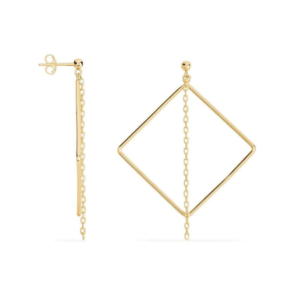 Boucles D'oreilles Pendantes Idoia Plaqué Or Jaune