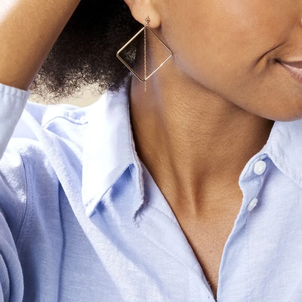 Boucles D'oreilles Pendantes Idoia Plaqué Or Jaune