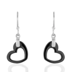 Boucles D'oreilles Pendantes Alena Argent Blanc Céramique Et Oxyde