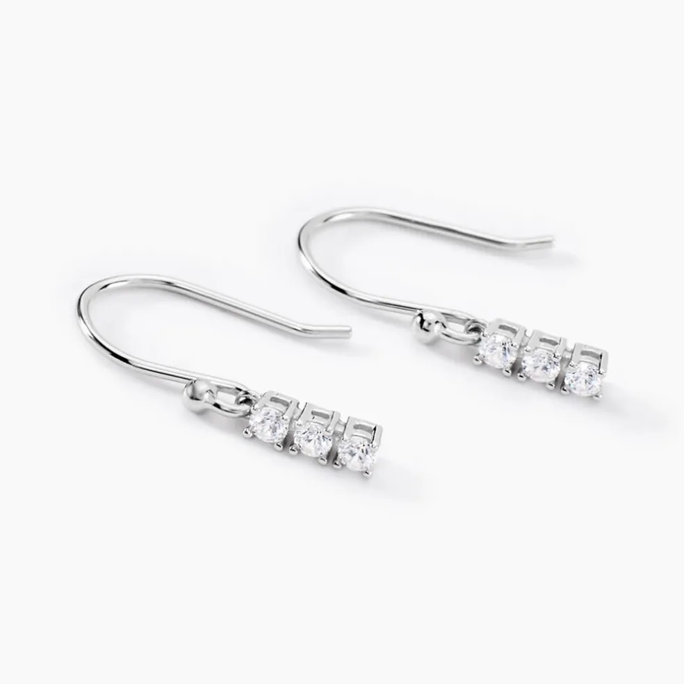 Boucles D'oreilles Pendantes Lauren Argent Blanc Oxyde De Zirconium