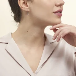 Boucles D'oreilles Pendantes Lauren Argent Blanc Oxyde De Zirconium