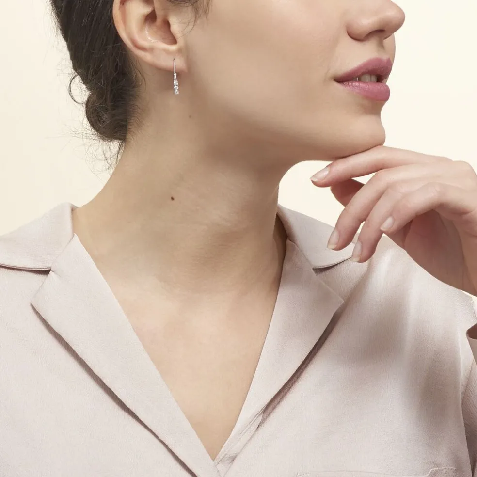 Boucles D'oreilles Pendantes Lauren Argent Blanc Oxyde De Zirconium