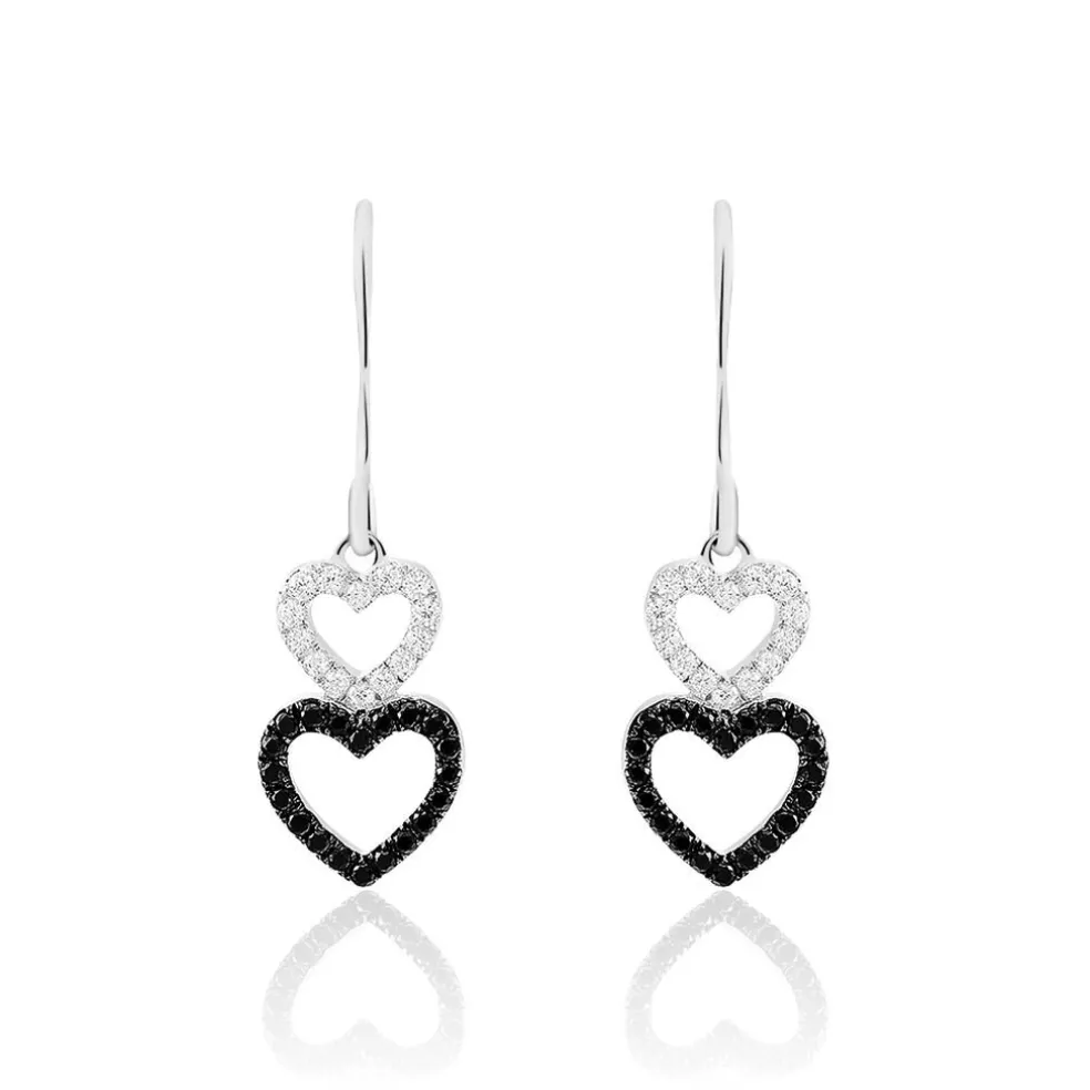 Boucles D'oreilles Pendantes Lio Argent Blanc Oxyde De Zirconium