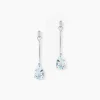 Boucles D'oreilles Pendantes Goutte Or Blanc Topaze