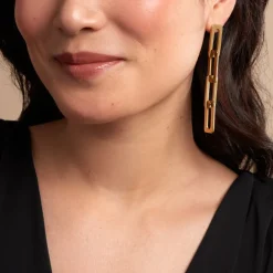 Boucles D'oreilles Pendantes Gracen Acier Jaune