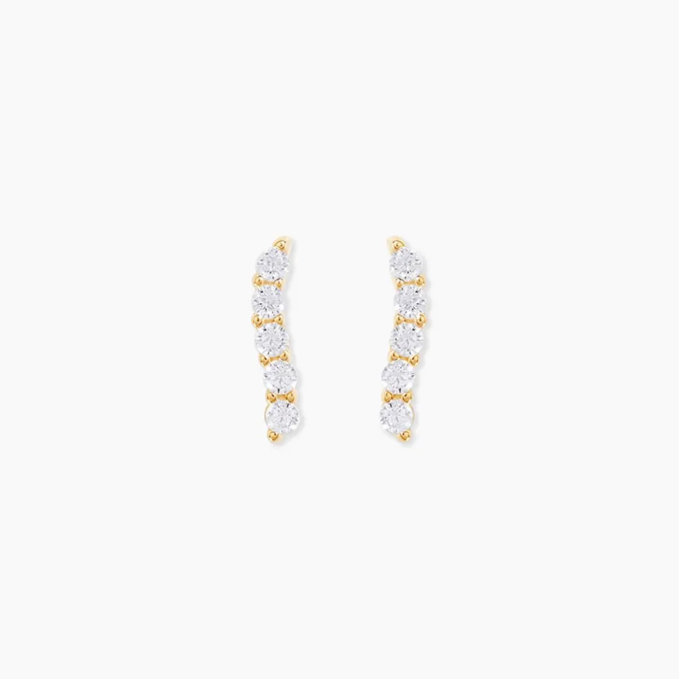 Boucles D'oreilles Pendantes Dahina Or Jaune Oxyde De Zirconium