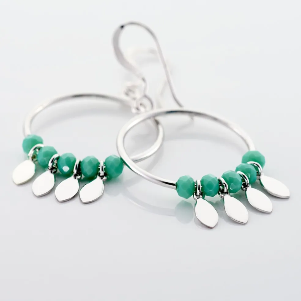 Boucles D'oreilles Pendantes Polyna Argent Blanc Pierre De Synthese