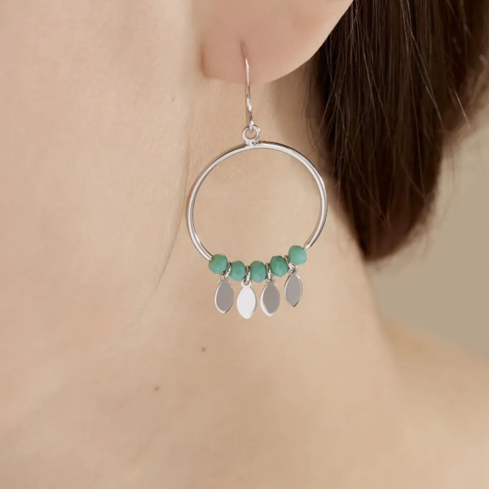 Boucles D'oreilles Pendantes Polyna Argent Blanc Pierre De Synthese