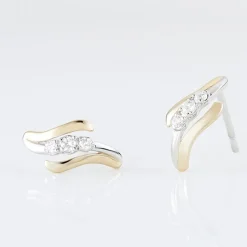 Boucles D'oreilles Pendantes Mayline Or Bicolore Diamant