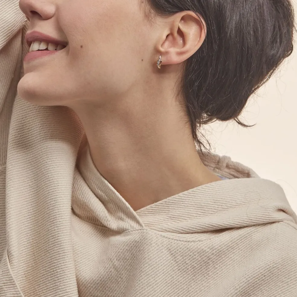 Boucles D'oreilles Pendantes Mayline Or Bicolore Diamant