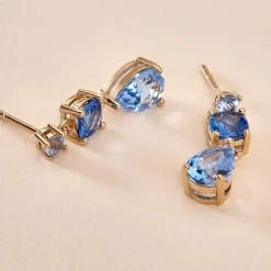 Boucles D'oreilles Pendantes Huffie Plaqué Or Jaune Pierre D'imitation