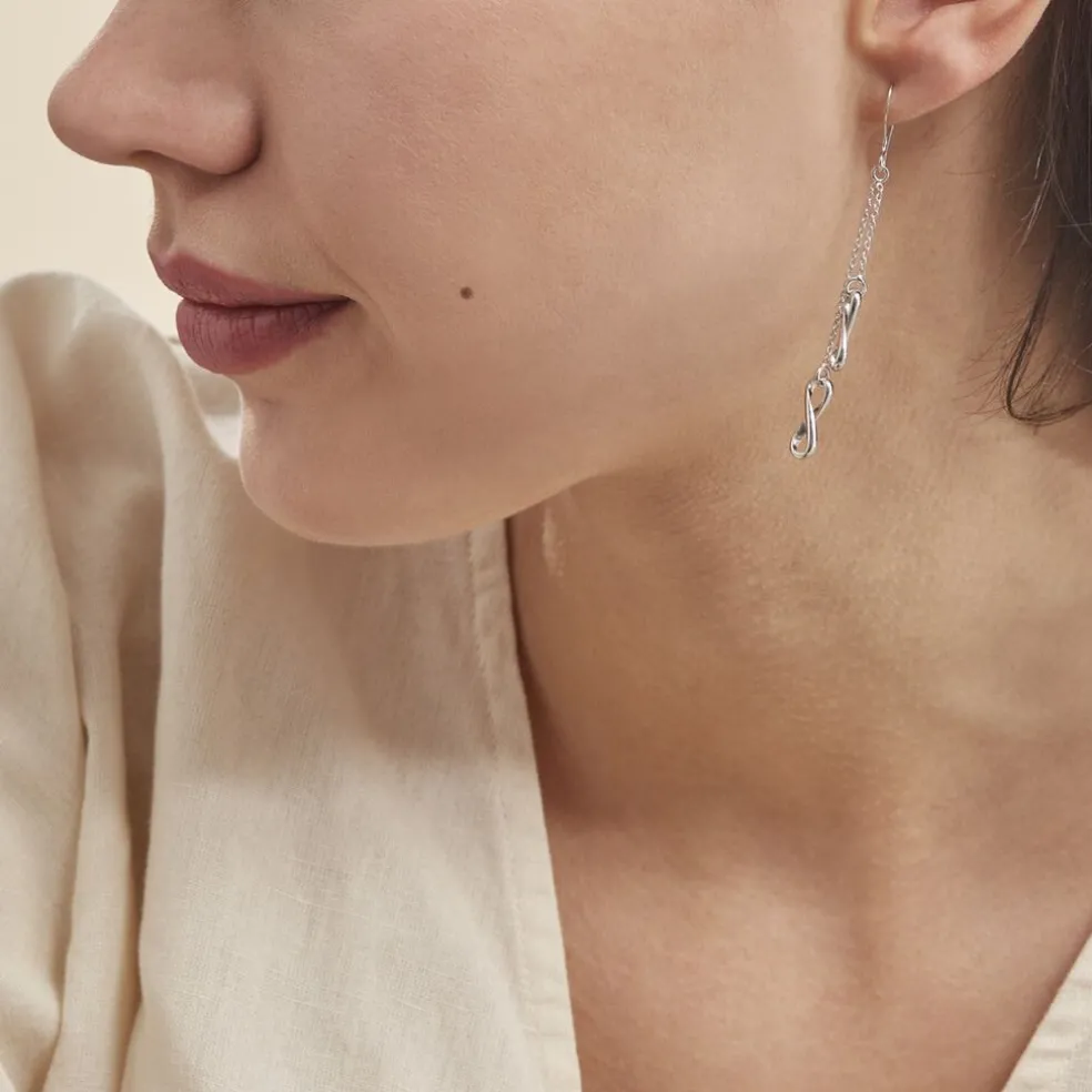 Boucles D'oreilles Pendantes Noelle Argent Blanc