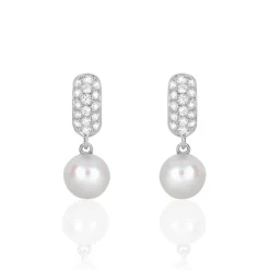 Boucles D'oreilles Pendantes Providence Argent Perle De Culture Oxyde