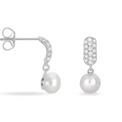 Boucles D'oreilles Pendantes Providence Argent  Perle De Culture Oxyde