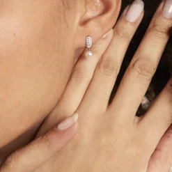 Boucles D'oreilles Pendantes Providence Argent Perle De Culture Oxyde