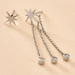 Boucles D'oreilles Pendantes Clarence Argent Blanc Oxyde De Zirconium