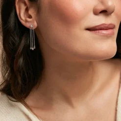 Boucles D'oreilles Pendantes Clarence Argent Blanc Oxyde De Zirconium